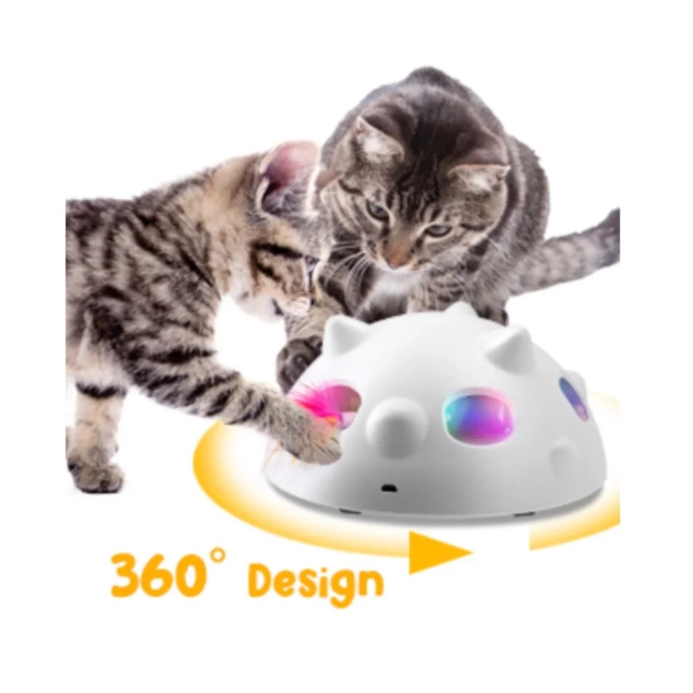 Peek-A-Boo Interactive Robotic Electronic Indoor Self Rolling Cat Feather Toy